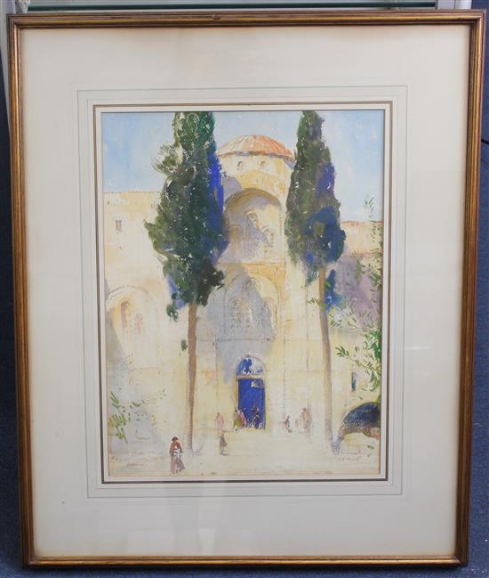 Cecil Arthur Hunt (1873-1965) Byzantine Church, Daphne, 18.75 x 14in.